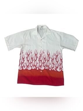 Mens bowling flame button up